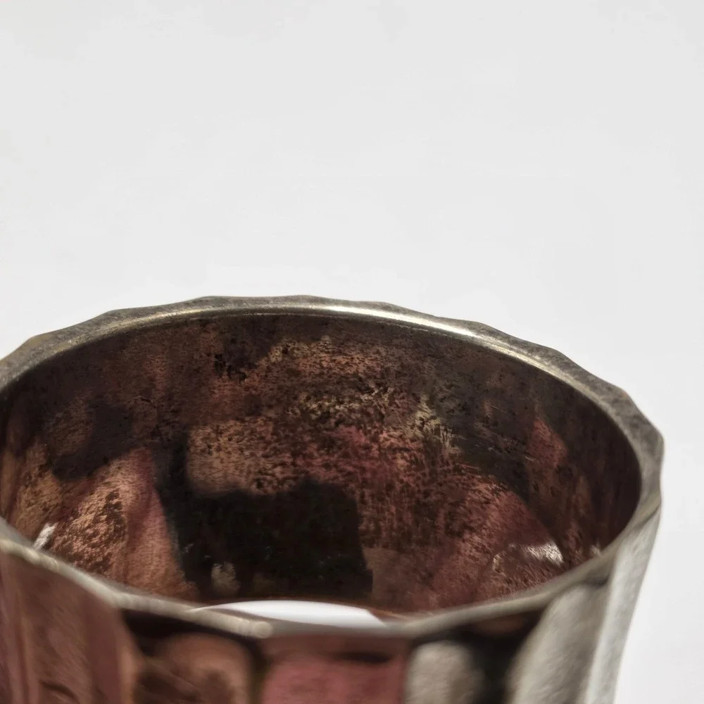 Napkin Ring Silver Plated Ribbed Vintage Mid Century Table Decor Patina